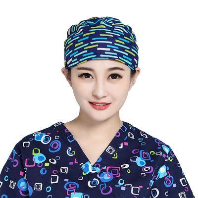 Cotton Disposable Scrub Caps , Disposable Surgical Caps With Buttons