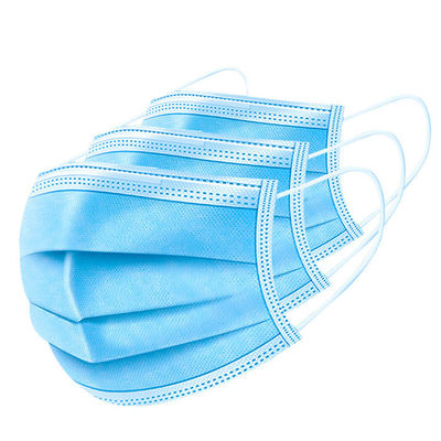 Blue Disposable Medical Face Mask , 3 Ply Non Woven Face Mask